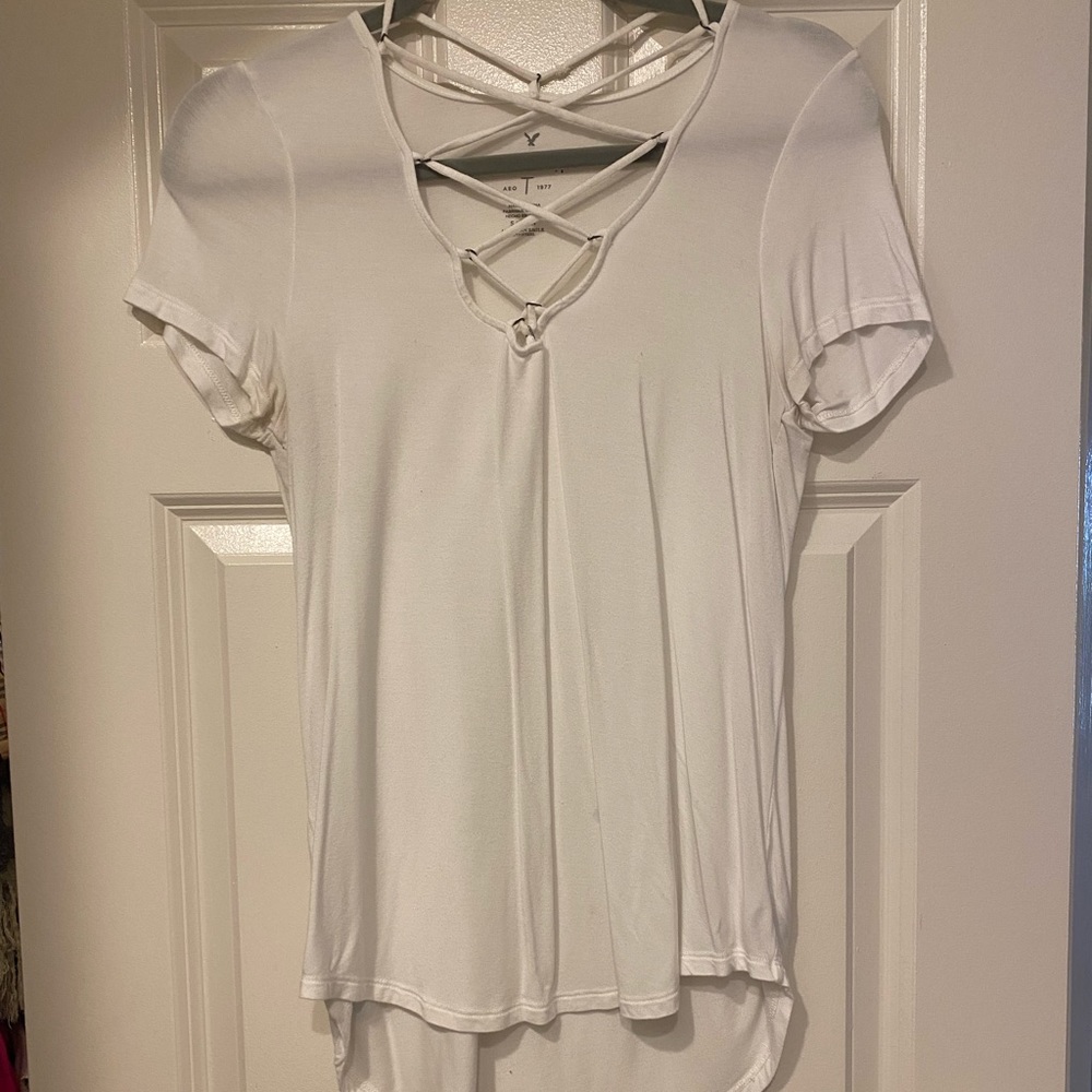 American Eagle soft & sexy criss cross strappy front tee